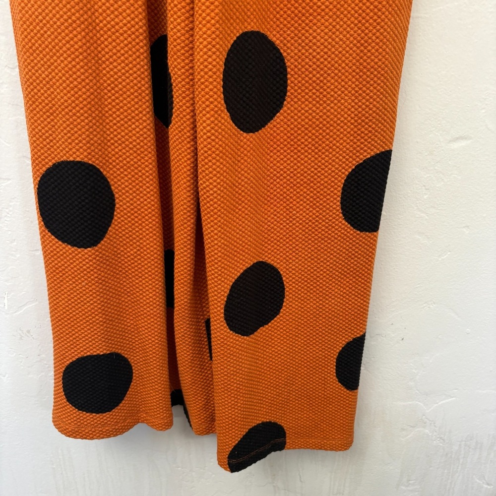 Farm Rio Anthropologie Polka Dot Wide Leg Jumpsuit Medium Orange Black New FLAW - Picture 6 of 16